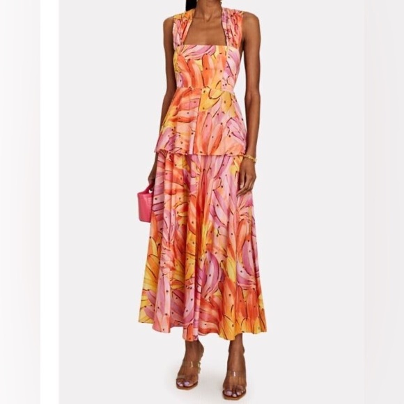 🍍FARM RIO Pink Ombre Bananas Cross Back Maxi Dress - Picture 6 of 16